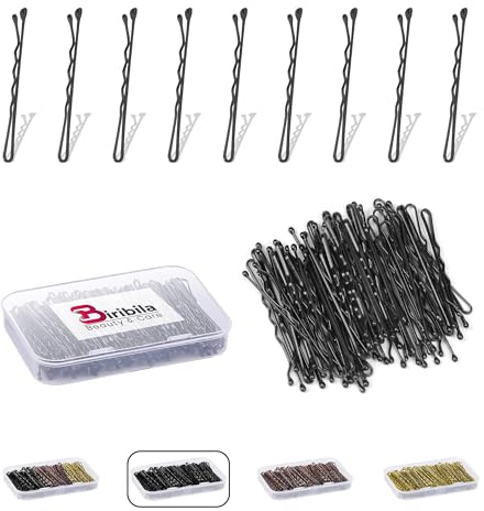 Biribila Bobby Pins – 5cm Long Hair Pins for Women, Hair Slides with Storage Box – Thicker & Strong Hair Grips, Kirby Grips for All Types (Black, 300)
