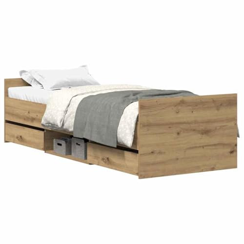 vidaXL Bettgestell ohne Matratze Artisan-Eiche 90x200cm Holzwerkstoff, Bettrahmen, Bett, Stauraumbett, Schlafzimmermöbel, Einzelbett