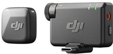 DJI Mic Mini (1 TX + 1 RX), microfono lavalier, leggerissimo, audio di alta qualità, cancellazione del rumore, regolazione automatica, microfono senza fili per fotocamere/iPhone/Android, vlog