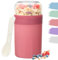 Bugucat Müslibecher to Go 520ML+250ML,Praktischer Joghurtbecher mit Löffel, Auslaufsicher Müsli Cup Becher mit Soßenbox,Müslibox Brotdose Lunchbox für Kinder & Erwachsene, Rosa