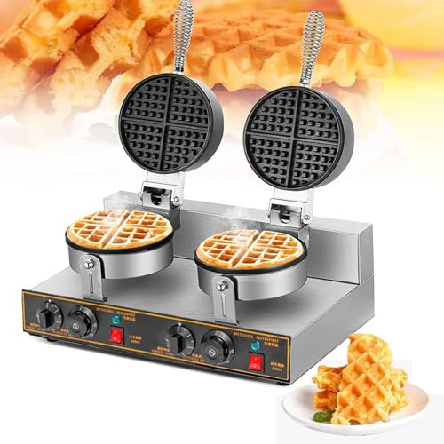 WuDLi 2400w Commercial Waffle Maker Double Waffle Machine,non Stick Electric Muffin Machine, Waffle Machine For Commercial/household Kitchens, Cafes, Restaurants And Snack Bars