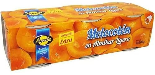 Melocotón en Almíbar Ligero – Pack 3x200 g | Fruta en Conserva en Rodajas o Mitades | Ideal para Postres y Repostería