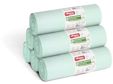 alfapac professionnel - Carton de 100 housses compostables pour bac - 240L | 10 rouleaux de 10 housses - Pour déchets organiques