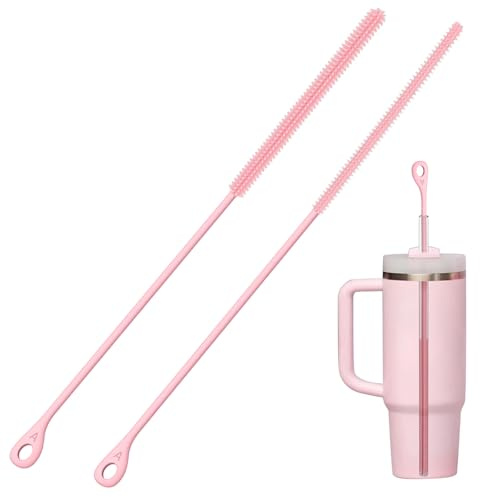 2Pcs Silicone Straw Cleaner Brush for Glass Metal Smoothie Straws