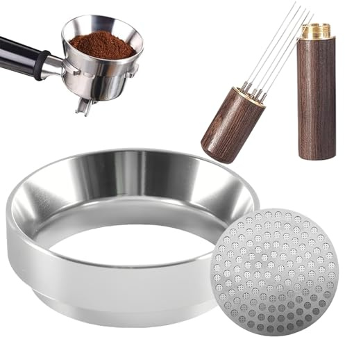 TIANLIN Anello Dosatore 58 mm Caffè Magnetico, Imbuto Dosatore in Lega di Alluminio per Portafiltri, Accessorio per Portafiltri Caffè con Filtro Caffe e Ago Mescolatore, per Casa e Caffetteria