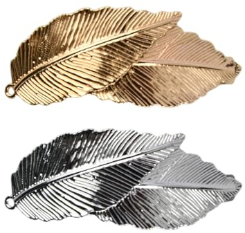 2 Stück Retro-BläTter Französische Haarspange Barrette, Metall Haarspangen Damen, Minimalistisch Clip Haarzubehör, Haarschmuck Damen Und Mädchen(Gold, Silber)