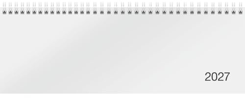 Querterminbuch Mod. Sequenz 2027, 297×105 mm, Karton, weiß: 2 Seiten = 1 Woche, Stundeneinteilung von 7-18 Uhr, So. ohne Stundeneinteilung