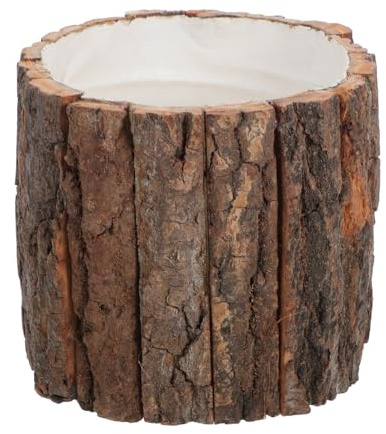 SHERCHPRY Rustic Wooden Flower Pot Tree Stump Plant Stand Garden Plinths Pedestals Wooden Bark Planter for Decorative Displays and Home Decor Versatile Wood Plant Pot