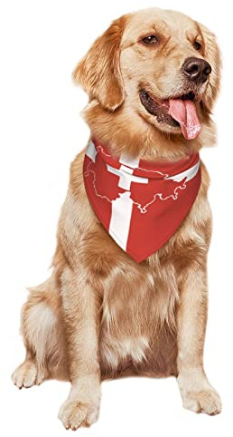 Hundehalstuch Schweiz Schweizer Karte Flagge Dreieckstuch Leicht Weicher Haustierzubehör, Für Kleine, Mittlere, Große Hunde Katzen, 70x30cm