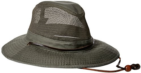Dorfman Pacific Co. Herren Garment Washed Twill Safari mit UV-Netzstoff, olivgrün, MEDIUM