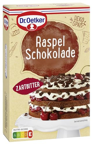Dr. Oetker Raspelschokolade Zartbitter 5er Pack, 5 x 100 g, geraspelte Zartbitterschokolade, zum Verfeinern und Dekorieren von Torten, Eis & Desserts, vegan