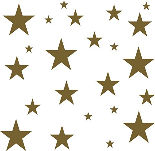 Kleberio® 32x Klebesterne Farbe: gold GROßE: 2,5cm 5 cm 7,5cm 10cm Aufkleber Sterne PVC-Spezialfolie von ORAFOL selbstklebend glänzend Für den Innen- und Außenbereich geeignet