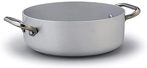 Pentole Agnelli Linea Alluminio Casseruola Alta, Fondo a Induzione con Due Maniglie, Acciaio, 20 cm