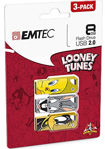 Emtec USB 2.0 Stick LT01 8 GB Looney Tunes, 3er-Set
