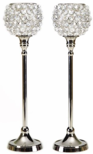 artra design GmbH Kristall Kerzenständerr Marie M 2er Set Teelichthalter Kerzenhalter Kerzenleuchter Tischdeko Gastgeschenke Silber