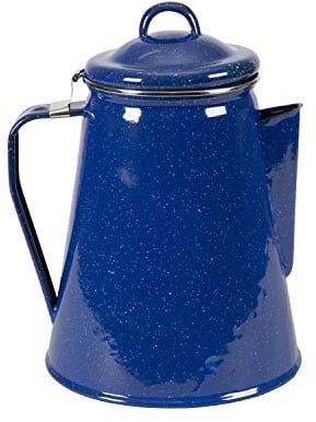 Stansport 8 Cup Percolator Enamel Coffee Pot with Basket, Blue (10343)