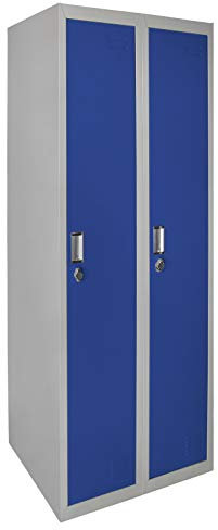 Spind Schließfachschrank Metallschrank Mehrzweckschrank Umkleideschrank Garderobenschrank ; Grau-Dunkelblau/Doppelspind