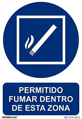 Señal que indica Permitido Fumar Dentro de Esta Zona, con tintas UV de 210 x 300 mm SEKURECO skrc
