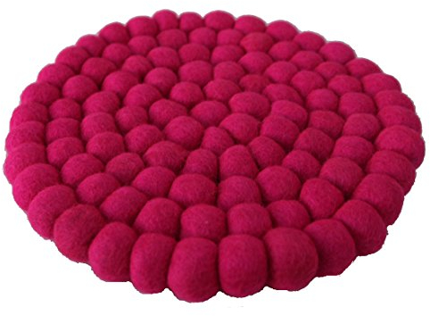 Maharanis Fairtrade Filz Untersetzer Topf Untersetzer pink 22 cm handgefertigt aus Reiner Wolle, hitzebeständig