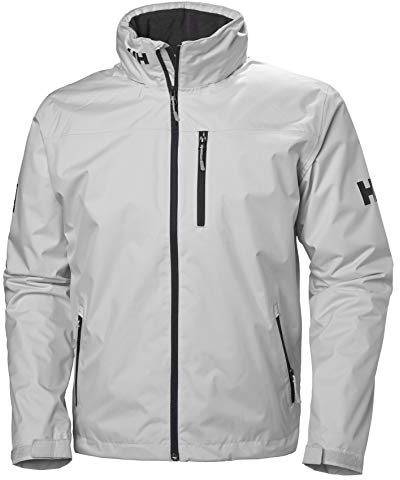 Helly Hansen Herren-Regenmantel, Standardgröße, Crew, mit Kapuze, Zwischenschicht mit Fleece gefüttert, wasserdicht, 853 nebelgrau, Größe L