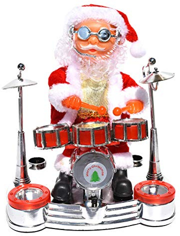 Toyvian Weihnachtsmannpuppe mit Sonnenbrille und Akku, Spielzeug, batteriebetrieben, Musikfigur, Weihnachtsdekoration, Tischdekoration, Party, Zubehör, Geschenk für Kinder (ohne Batterie)