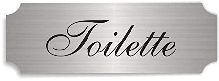 Silberfarbenes Schild TOILETTE - ca. 15 x 5 cm - selbstklebend wetterfest