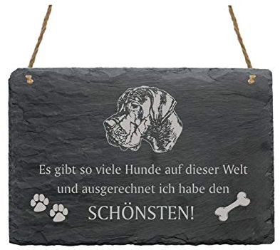 Schiefertafel « DEUTSCHE DOGGE 01 - schönster Hund der Welt » Spruch + Hunde Motiv - Schild Türschild Dekoschild Dekoration - Hunderasse Deutschland