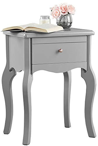 ice cream what's your flavour? Sorrento Grey Bedside Table with Drawer Rose Gold Knob Vintage Design For Bedroom Home Decor