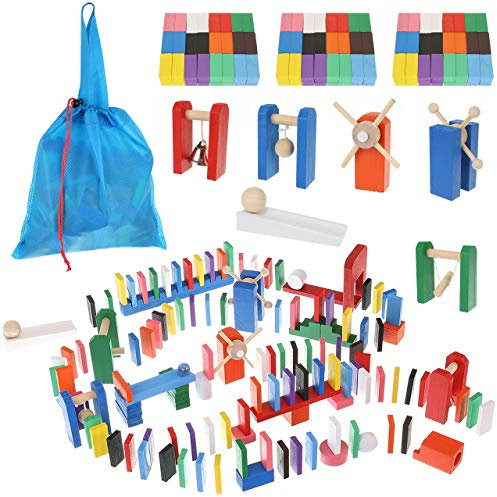 Kruzzel 9357 - Domino - Set Mattoncini in legno per bambini 407 Pezzi