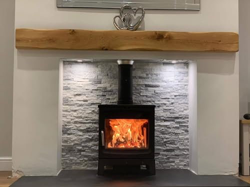 Celtic Timber Solid French Oak Air-Dried Beam Floating Shelf - Fireplace Mantle with Planed & Sanded Finish - Rustic Home Decor - Wood Mantle with Heavily Worked Appearance - 4x5x4 foot Ft Length