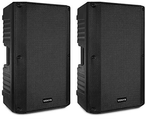 Vonyx VSA150S Juego de Altavoces Activos estéreo de 1000 W con Bluetooth, Reproductor de MP3 y Control Remoto - ¡Adecuado para DJ's, músicos, Cantantes y discursos!