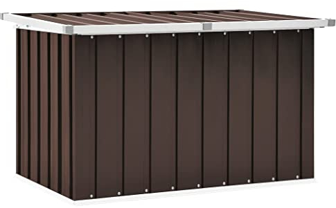 vidaXL Caja de Almacenaje para Jardín, Baúl para Cojines Almohadas Mantas, Cofre de Herramientas, Caja para Porche Patio Terraza, Marrón