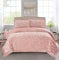 Luxury Quilted Bedspreads 3 Piece Velvet Bedding Double Bed for Bedroom Decor - Super Soft Embossed Pattern Sofa Bed Throws with 2 Pillow Case - Pink