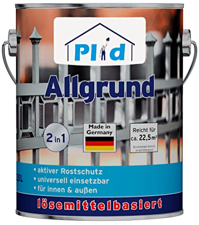 Plid® Allgrund weiß - Spezialgrundierung & universell anwendbar - überlackierbar - aktive Rostschutzpigmenten - schnelltrocknend - wetterbeständig - für innen & außen - Made in Germany 0,75l