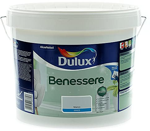 Dulux Benessere Pittura Colorata all'Acqua per Interni Superlavabile Anti Muffa Anti Batteri con Ioni D'Argento, 10 Litri, Bianco, 10L