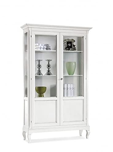 Mar.c.a. Design - Vetrinetta Arte Povera in Legno 126x44x207 cm - 2 Ante Vetro con Piedini - Made in Italy