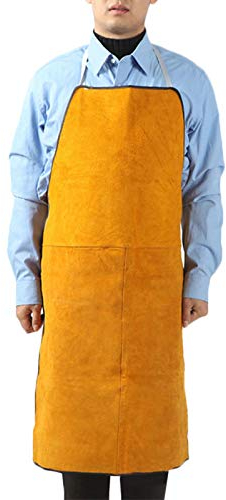 Delantal de soldador de piel sintética, delantal de trabajo de soldadura Ignifugo resistente, ropa de protección de taller de trabajo ajustable unisex