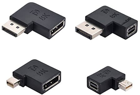 ChenYang CY Mini DP DisplayPort 1.4 8K 60hz to DP DisplayPort Adapter Male to Female 90 Degree Left Angled Ultra-HD UHD for Video PC Laptop 4pcs/Set