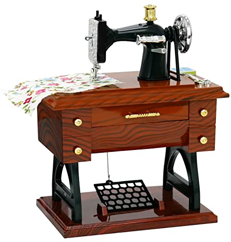 Toparad Nähmaschine Mini Spieluhr, Vintage Nähen Spieluhr Home Crafts Tisch Schreibtisch Dekoration Geburtstagsgeschenk