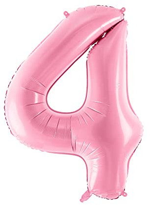 XXL Ballon 4 Luftballon 4. Geburtstag pink Folienballon 4 Größe 86-100cm 4. Geburtstag Kinder Luftballon 4.Geburtstag Jubiläum 4 Jahre Deko Mädchen Geburtstag Folienballon Zahl 4 pink
