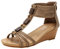 rismart Donna Sandali con Tacco Zeppa Cerniera Cinturino alla Caviglia Punta Aperta Estive Scarpe Bronzo,41 EU