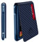 MURADIN Porte Cartes Mince en métal Anti-RFID-B, Porte Feuille Homme Tactique Minimaliste, Porte Carte Cuir Homme à Deux Volets pour Poche Frontale avec Pince à Billets (Carbon Fiber Blue)