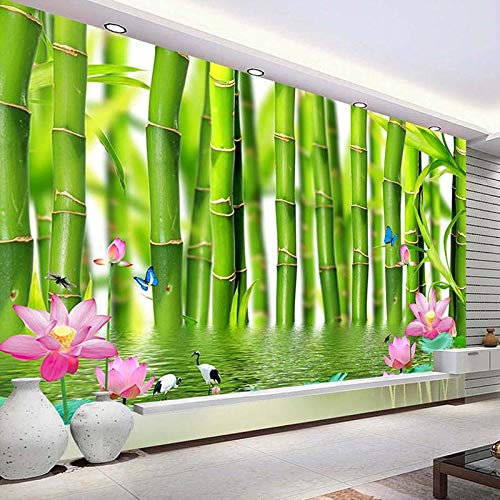 SIBUHUAU Papier peint 3D 3D Lotus bambou forêt papier peint salon chambre papier peint mural décoration de la maison