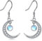 Damen Halbmond Mond Ohrringe Sterling Silber Mondstein Halb Mond Ohrringe Schmuck Geschenke für Damen Teenager Mädchen