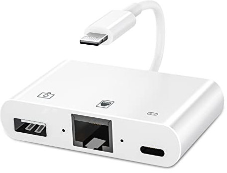 [Apple MFi Certified] Lightning to RJ45 Ethernet Adapter, 3 in 1 RJ45 LAN Ethernet Network Adapter for iPhone/iPad with Charge Port and USB 3.0 OTG Port Support USB Flash Drive/Keyboard/Mouse/Camera