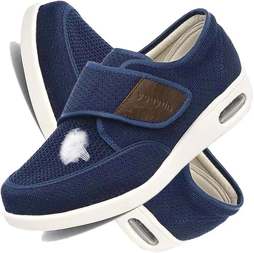 RENBING Therapieschuhe Extra Breit Rehaschuhe Orthopädischer extrabreiter Verstellbarer Riemen für Damen. Einfaches An- und Ausziehen,Schwarzgrau,38 Geschlossene Sandalen Diabetiker