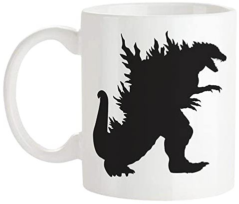 Fonhark - Godzilla Tasse, Dinosaurier, Monster, Godzilla, 325 ml, Weiß