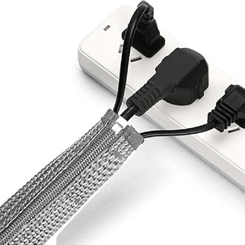120cm Cable Tidy Zip Sleeve for PC/TV Wire Management Organisers Cable Cover Protector - Grey, Cable Organiser, Cable Tighter, Cable Protector