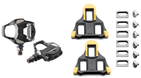 SHIMANO Unisex – Erwachsene PD-RS500 Rennradpedal, SPD-SL, schwarz & SM-SH11 SPD SL Cleats Schuhplatten Gelb