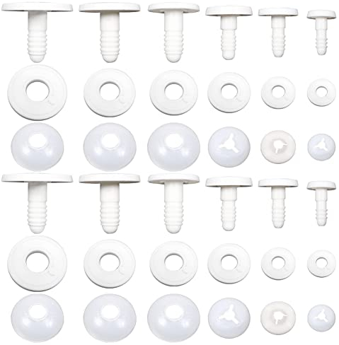 TOAOB 36 Sätze Puppen Gelenke Teddygelenke Weiß Kunststoff Puppengelenke Tiergelenke 15 mm bis 40 mm Gelenkscheiben DIY Puppe Herstellung Zubehör für Marionette Häkeltiere Bastelbedarf